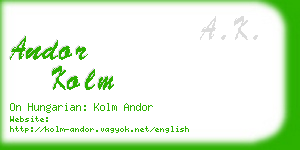 andor kolm business card